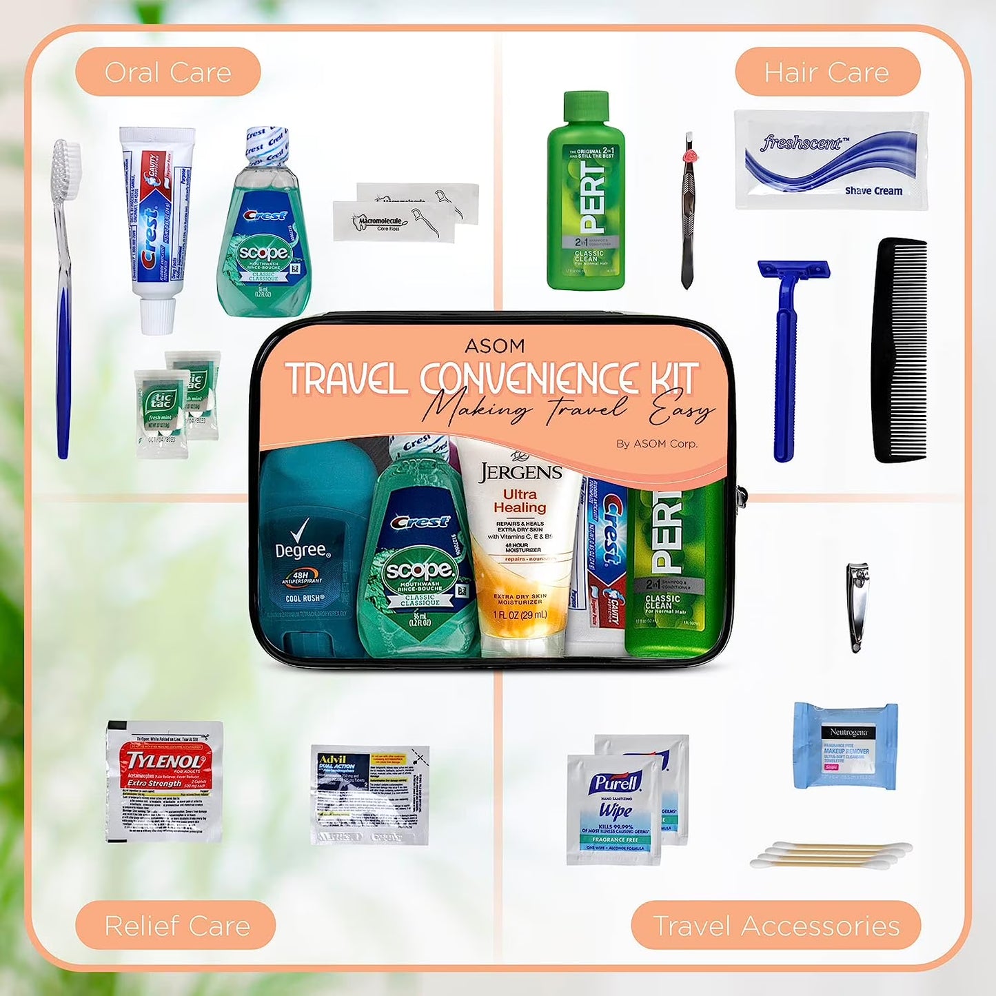 Unisex Toiletry Travel Kit TSA Approved Personal Care & Hygiene Essentials Set – 20 Piece