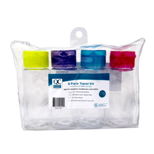 Quality Choice 6-Piece TSA Approved Travel Bottle Kit with Clear Zipper Bag