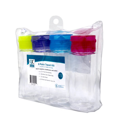 Quality Choice 6-Piece TSA Approved Travel Bottle Kit with Clear Zipper Bag