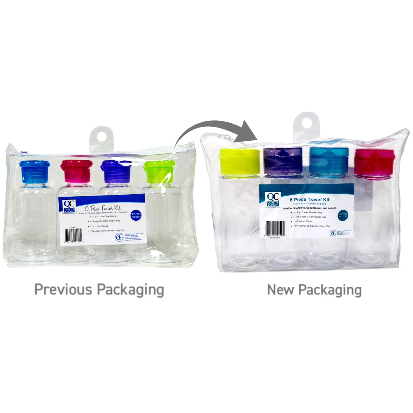Quality Choice 6-Piece TSA Approved Travel Bottle Kit with Clear Zipper Bag