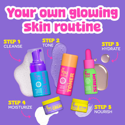 BeYoutiful 5-Piece Teen Skincare Gift Set – Face Wash, Toner, Serum, Moisturizer & Lip Mask