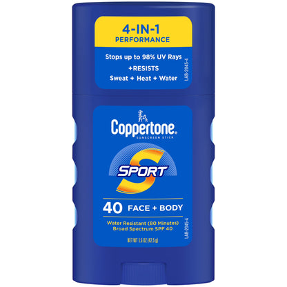Coppertone Sport Sunscreen Stick SPF 40 Travel Size – 1.5 oz