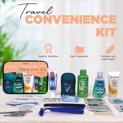 Unisex Toiletry Travel Kit TSA Approved Personal Care & Hygiene Essentials Set – 20 Piece